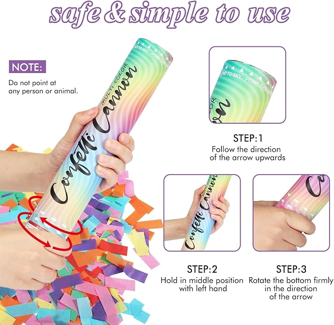 6 Pack Confetti Poppers Multicolor Confetti Cannon - Image 4