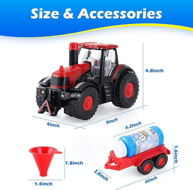 Tractor Bubble Machine for Kids 3 4 5 6 Years Old Boys: 2 in 1 Farm Tractor Toy - Image 9