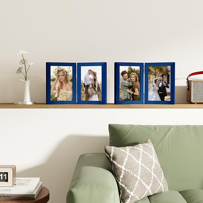 decorUhome Double 5x7 Picture Frame Vertical, Engineered Wood Bifold Photo Frame - Image 8