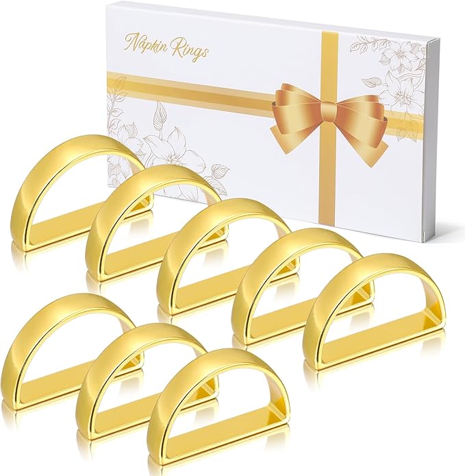 KPOSIYA Napkin Rings Set of 8, Metal Gold Napkin Rings Bulk by KPOSIYA