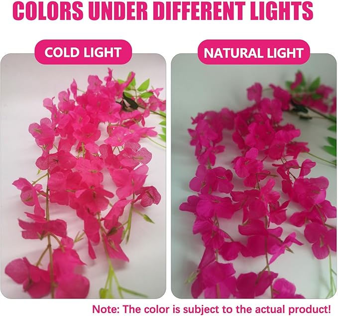 24 Pack Fuchsia Wisteria Hanging Flowers, 3.4 Ft Fake Hanging Flowers, - Image 2