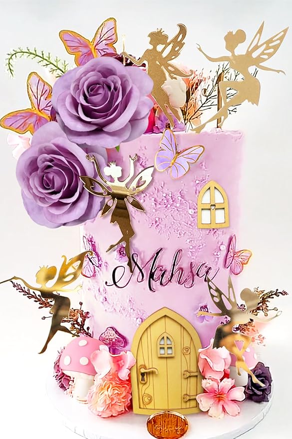 JeVenis Purple Fairy Cake Decoration Mushroom Cake Decoration Fairy Cake by JeVenis