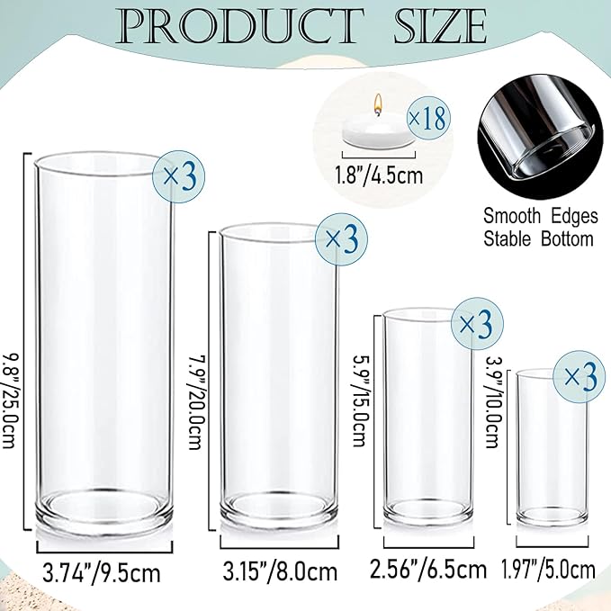 Set of 12 Pcs Glass Cylinder Vases - Image 2