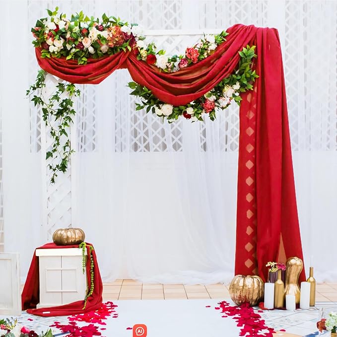 VOK Red Wedding Arch Draping Fabric Chiffon Fabric, 29in x 18Ft Sheer Chiffon - Image 5