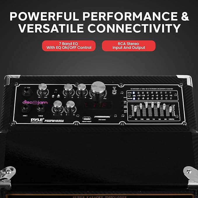 Pyle Wireless Active PA Speaker System - 1000W Portable High Powered Bluetooth - Image 6