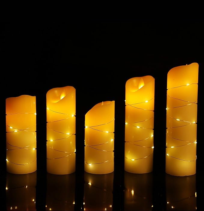 LED flameless Candle, with Embedded Starlight String, （ danip)5-Piece LED Candle - Image 7
