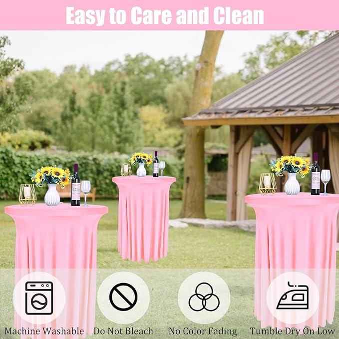 6 Pack Round Cocktail Tablecloth 32"x 43" Spandex Cocktail Table Skirt - Image 4