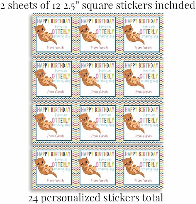 Custom & Personalized Adorable Otter Otterly Amazing Happy Birthday Gift Tag - Image 4