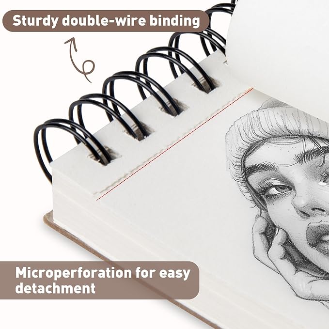 Umriox Small Sketchbook 5.5"x8.5", Top Spiral Bound Sketchbook, Acid-Free - Image 6