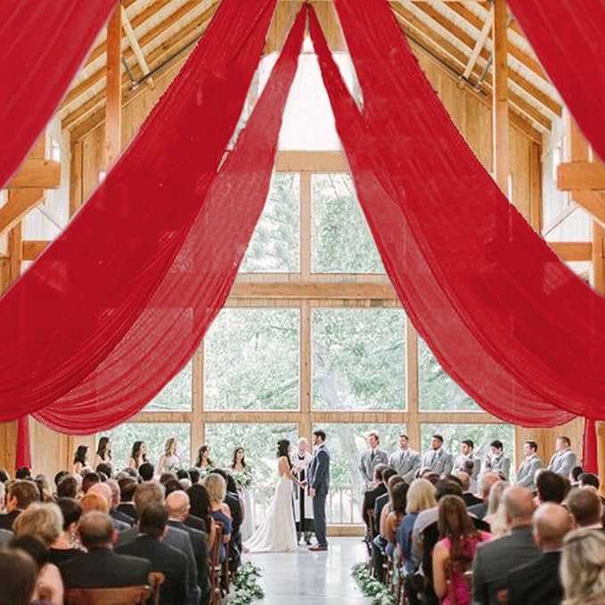 MODFUNS Red Ceiling Drapes for Parties Wedding Ceiling Drapery 2 Panels 5x20FT - Image 7