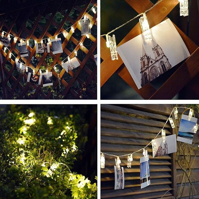 Dopheuor LED Photo Clip Copper String Lights Starry Fairy Warm Yellow Lights - Image 4
