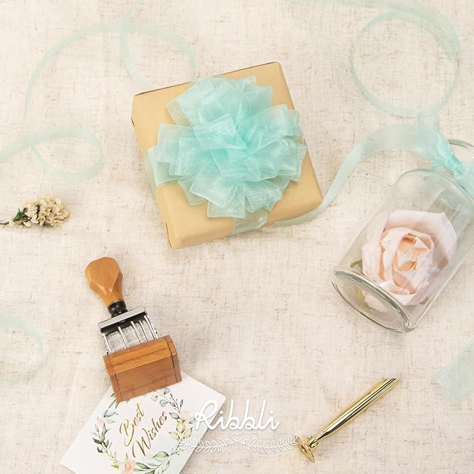 Ribbli Aqua Blue Organza Ribbon, 1 Inches x Continuous 50 Yard, Cookie Wrapping - Image 5