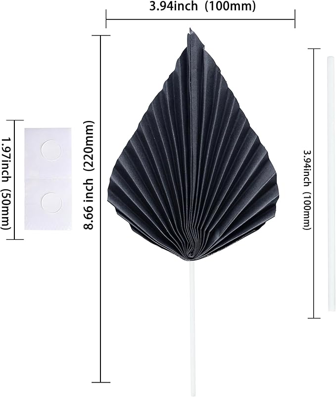 Ephlyn 6Pcs Paper Palm Fan Cake Topper Palm Leaf Fan Cake Pick - Image 2