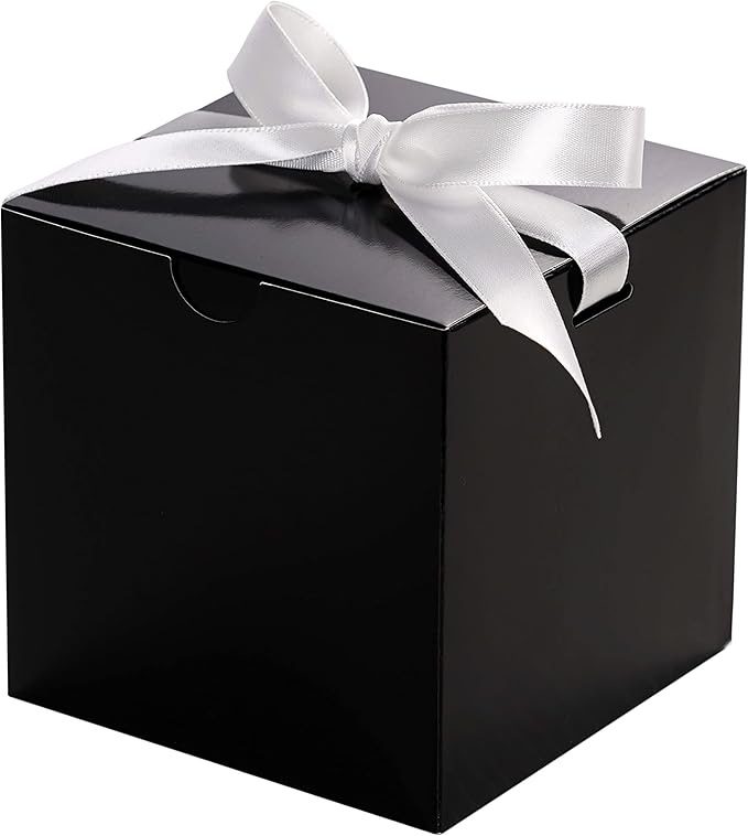 UnicoPak 50 Pack 4x4x4 Black Gift Boxes, Elegant Small Gift Boxes by UnicoPak