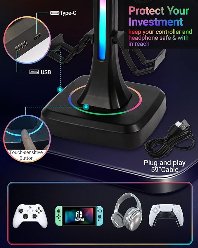Controller Stand with RGB Multi-Color Light Modes - Image 3