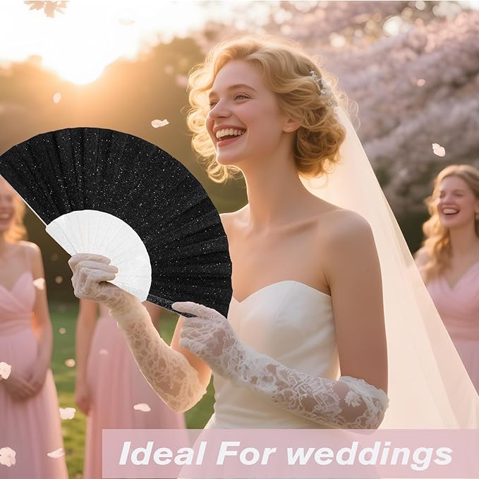 12 Pack Handheld Fan, Folding Hand Glitter fan - Image 3