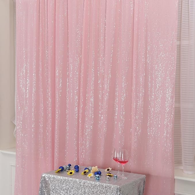 Poise3EHome 6FT x 8FT Pink Sequin Backdrop Photography Backdrop Curtain - Image 2