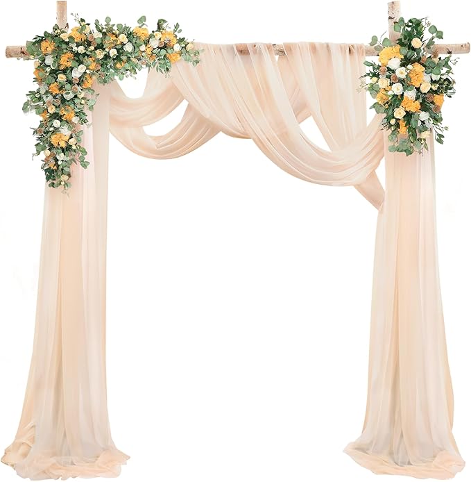 Arch Drapes for Wedding Arch Draping Fabric Champagne Sheer Backdrop Curtain by Gogoparti