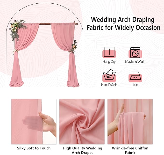 4 Panels Wedding Arch Draping Fabric 28" x 20ft Wedding Arch Drapes Chiffon - Image 5