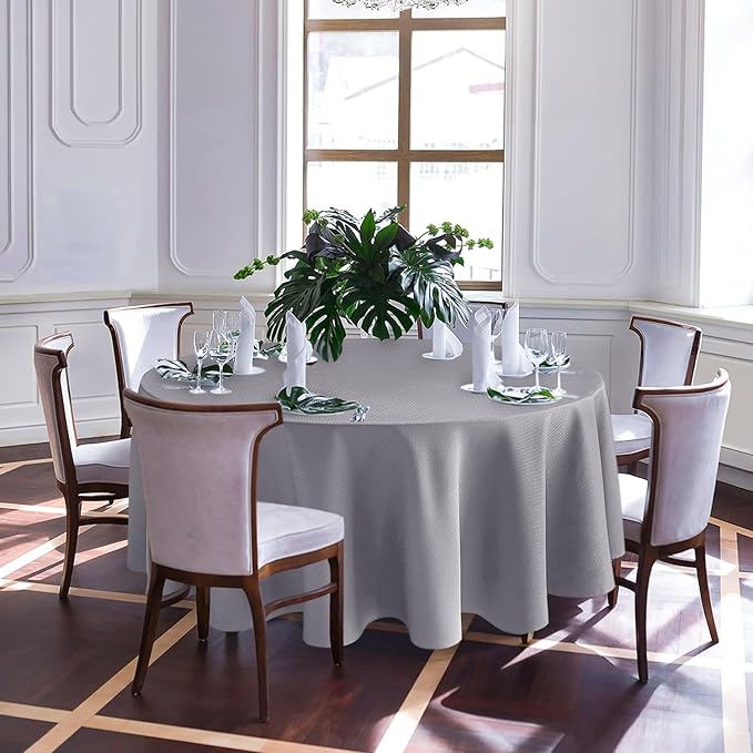 Biscaynebay Textured Fabric Round Tablecloths 120", Wedding and Parties etc. - Image 2