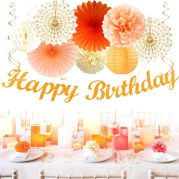 Orange-Beige Fal Boho Birthday Party-Decorations - Image 5