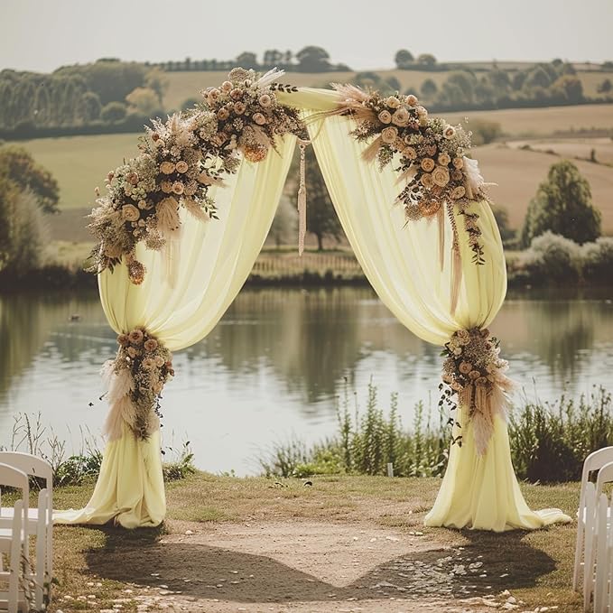 Wokceer Wedding Arch Draping 2 Panels 28.7" x 20FT Beige Sheer Fabric Backdrop - Image 7