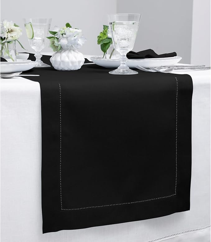 Solino Home Linen Black Table Runner 120 Inches Long - Image 2