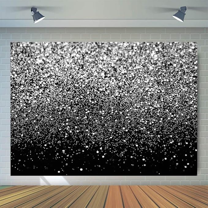 WOLADA Black and Silver Backdrop Silver Glitter Backdrop - Image 3