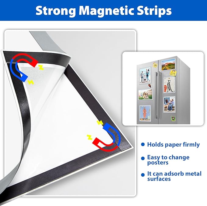 5Packs Magnetic Sign Holder, 11x17 Self Adhesive Display Frame - Image 4