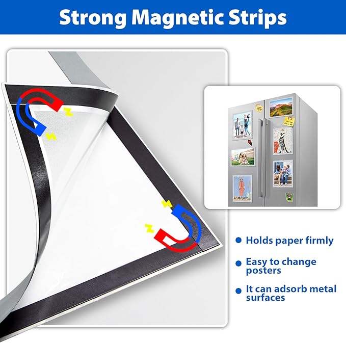 10Packs Magnetic Sign Holder 8.5 x 11, Self Adhesive Display Picture Frame - Image 4