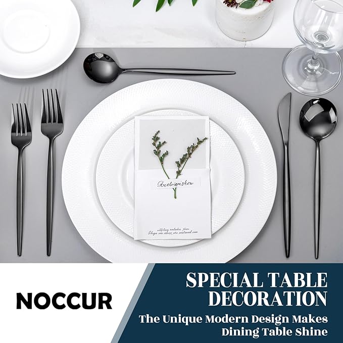 NOCCUR 40-Piece Stainless Steel Black Silverware Set - Image 8