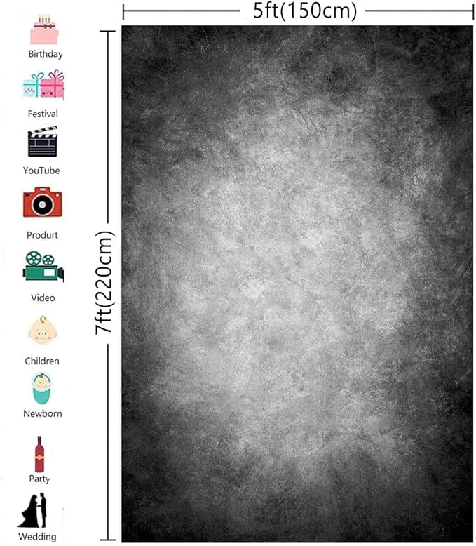 5x7ft Abstract Black Gray Portrait Photography Backdrops Photo Studio Prop - Image 3