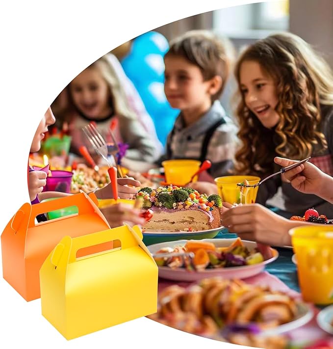 UnicoPak 30 Pack Yellow Gable Treat Boxes Party Favor Goodie Bag Boxes - Image 5