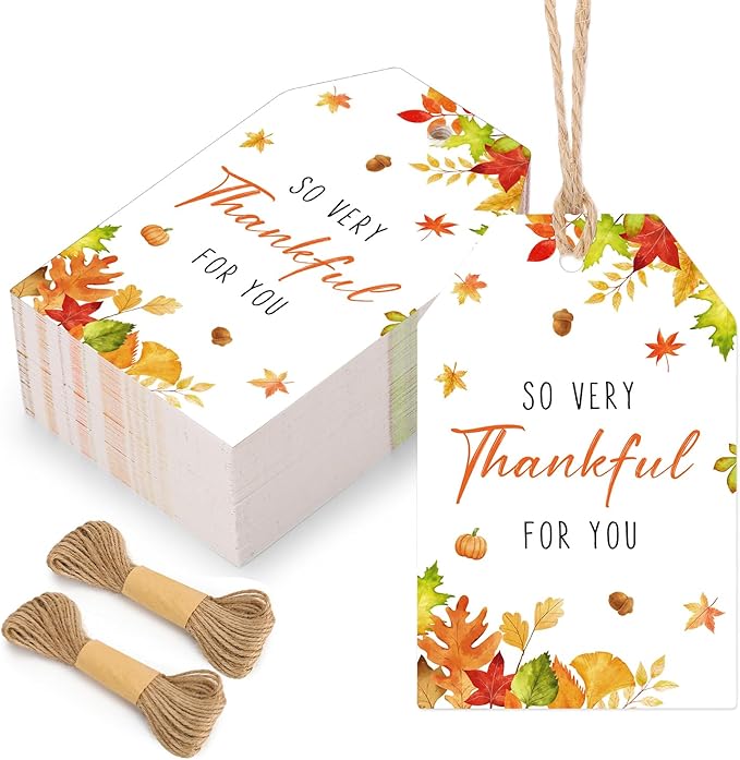 100PCS Thank You Gift Tags Fall Gift Tags by woric