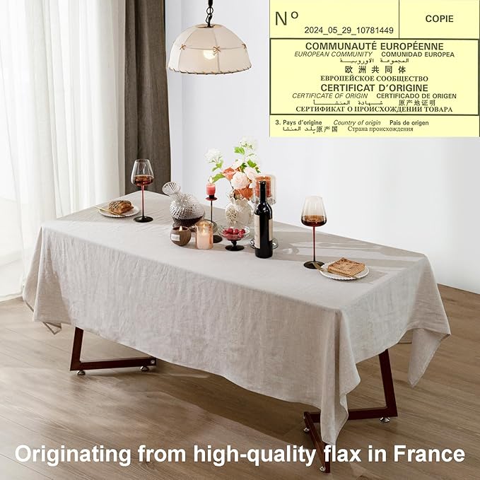 Talasily Linen Tablecloth 100% Pure Linen Table Cloth 60x132 Inches Rectangle - Image 3