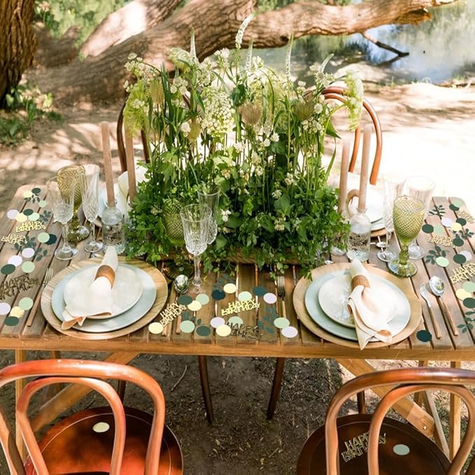 Sage Green Happy Birthday Confetti, Birthday Table Decorations Scatter Green - Image 6