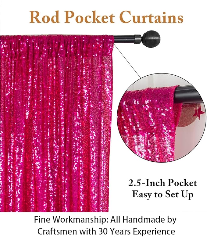 ShiDianYi Hot Pink Sequin Backdrop 6FTX8FT - Image 4