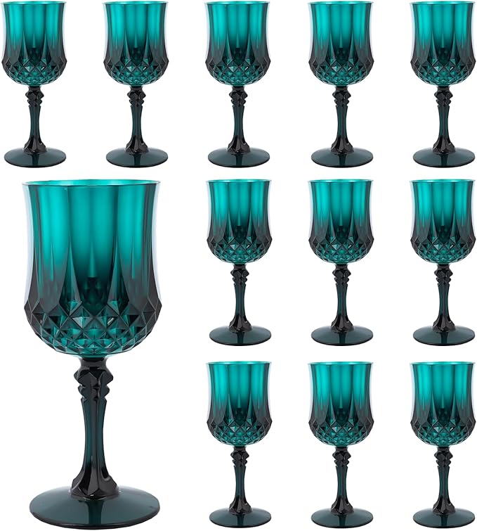 Plastic Wine Glasses，Plastic Goblets Vintage Style Cordial Drinking Glasses by LEYIQUCHAMPAGNEWINEGLASSES