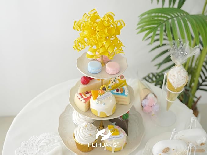 HUIHUANG Yellow Present Bows Gift Wrap Accessory Curly Ribbon Gift Bows 5 inch - Image 6
