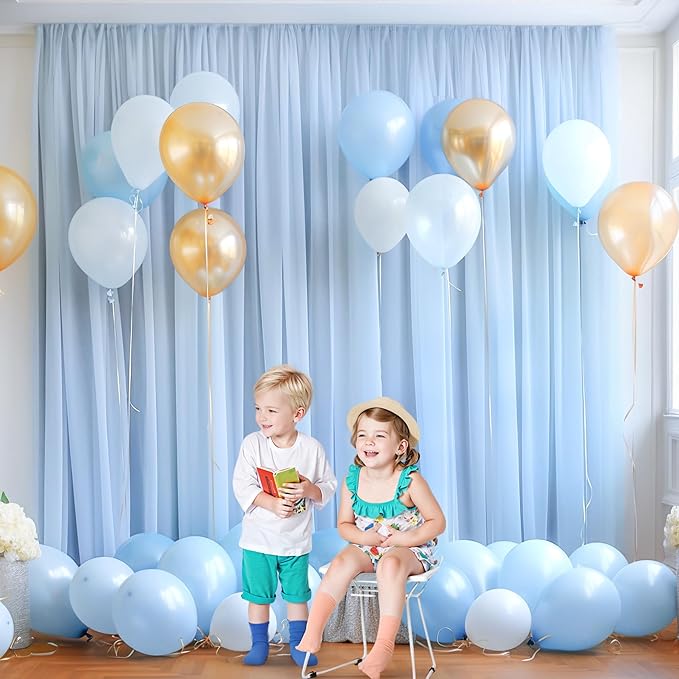 PARTISKY 20ft X 10ft Baby Blue Tulle Backdrop Curtain - Image 3