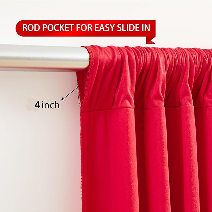 50ft x 15ft Red Wrinkle Free Backdrop Curtains - Image 5