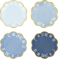 Dusty Blue Party Plates Gradient Blue Dessert Paper Plate 7inch Gold Foil by AimFun