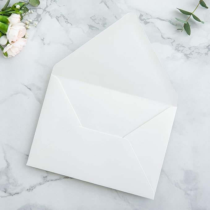 PONATIA 50PCS A7 Euro Flap Envelopes, 5.25 x 7.25'' Ivory Envelopes - Image 3