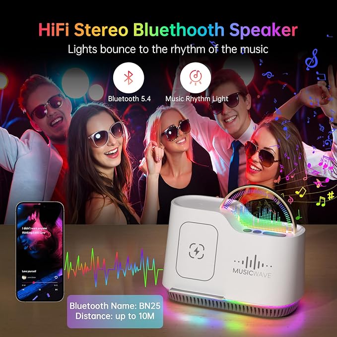 Night Lights Bluetooth Speaker, 15W Wireless Charger - Image 7