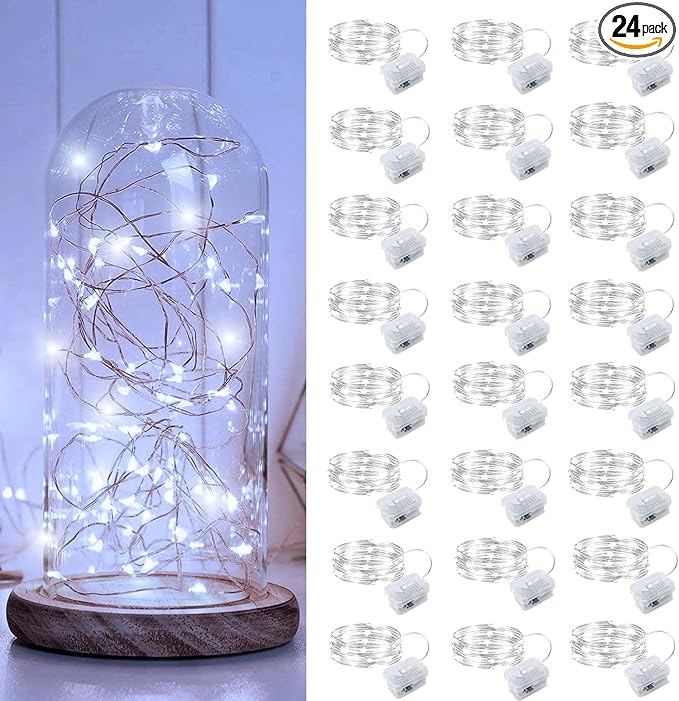 Aogist 24 Pack Fairy Lights 3 Modes 7ft 20 LED Waterproof, Battery Operated by Aogist