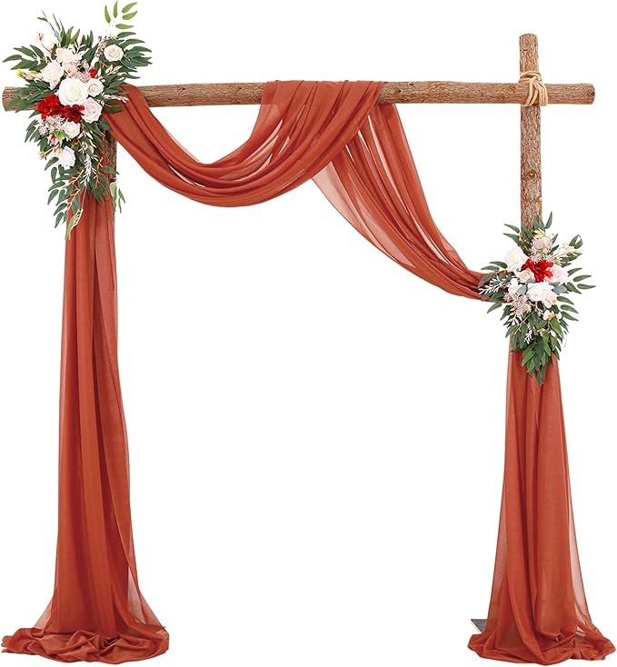 Arch Drapes for Wedding Arch Draping Fabric Terracotta Sheer Backdrop Curtain - Image 3