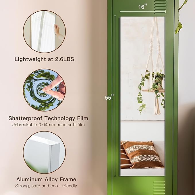 55"x16" Magnetic Mirror Lightweight Full-Length Mirror | Strong Adhesion - Image 6
