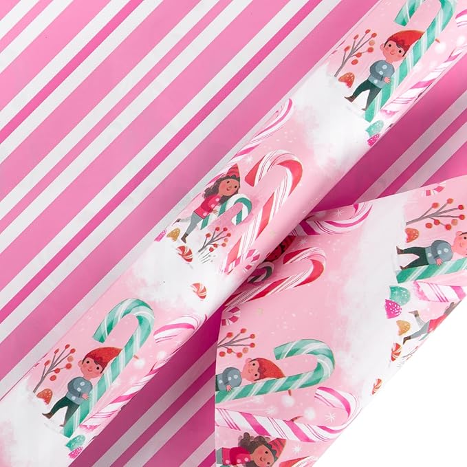 LeZakaa Christmas Pink Wrapping Paper Mini Roll - Image 6