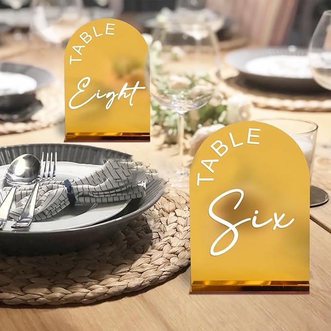 Gold Mirror Arch Wedding Table Numbers 1-30 - Image 5