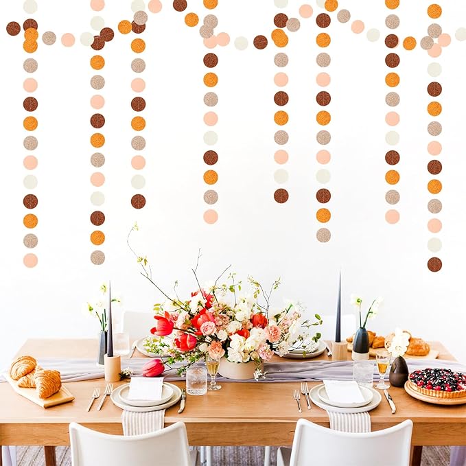 Orange Brown Rose-Gold Party-Decorations Streamers-Garland - 52ft Boho Fall - Image 5